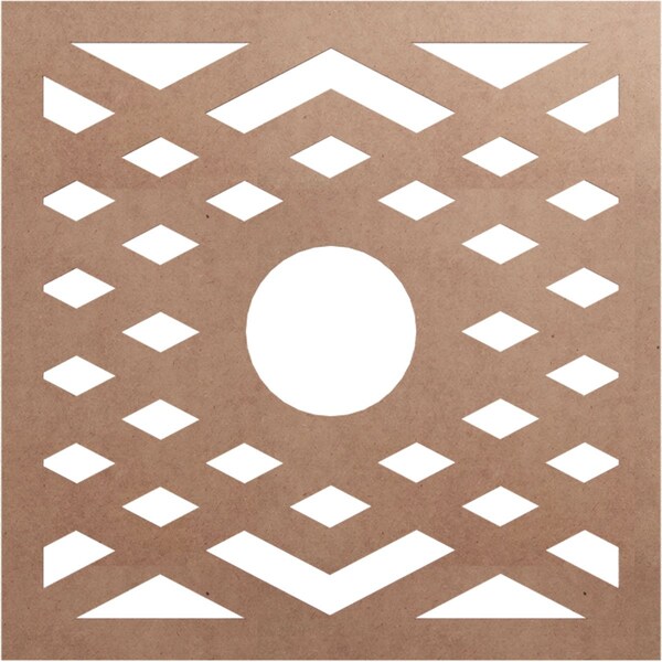 Ekena Millwork Chevron Wood Fretwork Pierced Ceiling Medallion, Wood (Paint Grade), 36"OD x 9 3/8"ID x 3/8"T CMWP36X36X0375CHMF - main